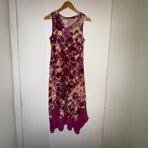 LOGO by Lori Goldstein Asymmetrical Floral Dress - Purple and Pink